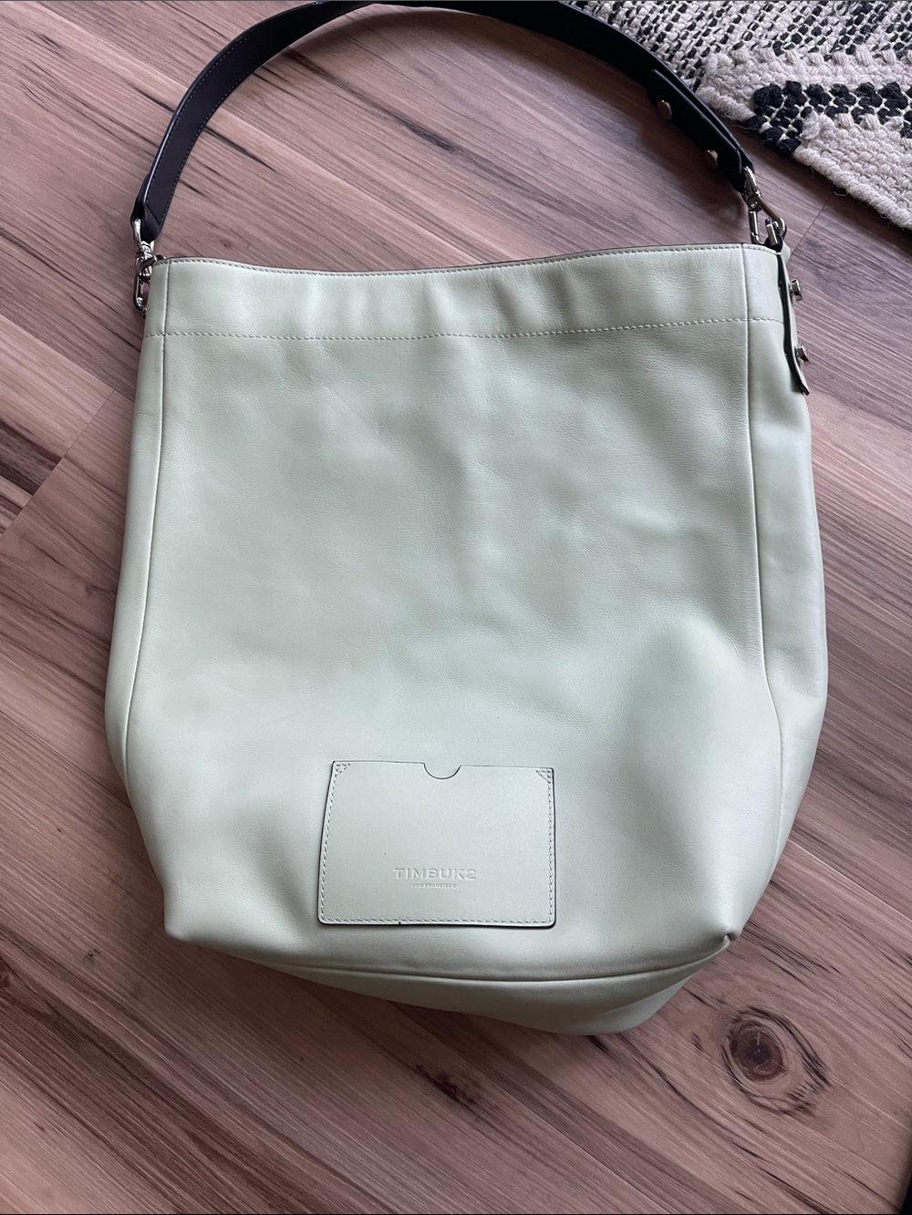 Timbuk2 Mint Green Leather Shoulder Bag with Black Strap